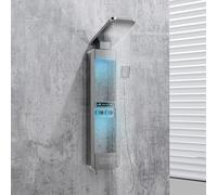 ELLO&ALLO LED Rain Shower Head and Rain Massage System with Body Jets Stainless Steel Bathroom Shower Panel Tower System with Shelf, Brushed Nickel and Chrome