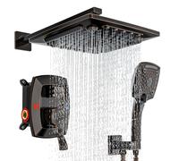 ELLO&ALLO Oil Rubber Bronze Bathroom Shower Faucet Set Mixing Valve and Trim Kit, Complete Shower System with Rough-in Valve