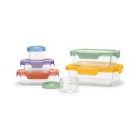Ello Color Lock 12PC Mixed Glass Food Storage Sets, Leak-Proof Glass Food Storage Containers with Airtight BPA-Free Plastic Lids, Dishwasher, Microwave, and Freezer Safe, Desert Festival