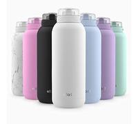 Ello Cooper 18oz Stainless Steel Water Bottle with Straw and Carry Handle, Double Walled and Vacuum Insulated Metal, Leak Proof Locking Lid with Soft Silicone Spout, Reusable, BPA Free, White