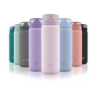 Ello Cooper 18oz Stainless Steel Water Bottle with Straw and Carry Handle, Double Walled and Vacuum Insulated Metal, Leak Proof Locking Lid with Soft Silicone Spout, Reusable, BPA Free, Cashmere Pink