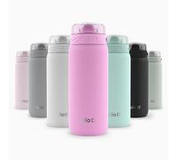 Ello Cooper 18oz Stainless Steel Water Bottle with Straw and Carry Handle, Double Walled and Vacuum Insulated Metal, Leak Proof Locking Lid with Soft Silicone Spout, Reusable, BPA Free, Bubblegum