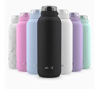 Ello Cooper 18oz Stainless Steel Water Bottle with Straw and Carry Handle, Double Walled and Vacuum Insulated Metal, Leak Proof Locking Lid with Soft Silicone Spout, Reusable, BPA Free, Black