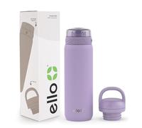 Ello Cooper 22oz Stainless Steel Water Bottle with 2 Lids Chug and Straw | Leak Proof Double Walled and Vacuum Insulated | Fits Car Cupholder | Built in Carry Loop | Dishwasher Safe | Lilac
