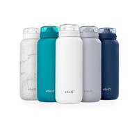Ello Cooper 22oz Stainless Steel Water Bottle with Straw and Carry Handle, Double Walled and Vacuum Insulated Metal, Leak Proof Locking Lid with Soft Silicone Spout, Reusable, BPA Free, White