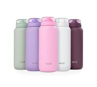 Ello Cooper 22oz Stainless Steel Water Bottle with Straw and Carry Handle, Double Walled and Vacuum Insulated Metal, Leak Proof Locking Lid with Soft Silicone Spout, Reusable, BPA Free, Bubblegum