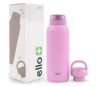 Ello Cooper 40oz Stainless Steel Water Bottle with 2 Lids Chug and Straw | Leak Proof | Double Walled and Vacuum Insulated | Built in Carry Loop | Dishwasher Safe | Bubblegum Pink