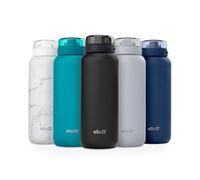 Ello Cooper 40oz Stainless Steel Water Bottle with Straw and Carry Handle, Double Walled and Vacuum Insulated Metal, Leak Proof Locking Lid with Soft Silicone Spout, Reusable, BPA Free, Black