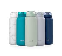 Ello Cooper 40oz Stainless Steel Water Bottle with Straw and Carry Handle, Double Walled and Vacuum Insulated Metal, Leak Proof Locking Lid with Soft Silicone Spout, Reusable, BPA Free, Sage