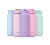 Ello Cooper 40oz Stainless Steel Water Bottle with Straw and Carry Handle, Double Walled and Vacuum Insulated Metal, Leak Proof Locking Lid with Soft Silicone Spout, Reusable, BPA Free, Lilac