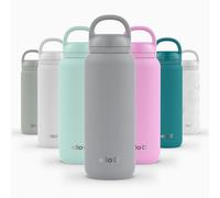 Ello Cooper Twist 32oz Stainless Steel Water Bottle with Chug Lid | Leak Proof | Double Walled and Vacuum Insulated | Built in Carry Loop | Dishwasher Safe | Gray