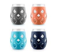 Ello Cru 17oz Stemless Wine Glass Set with Protective Silicone Sleeves, 4 Pack Cocktail Glass Perfect for Summer Patios and Parties Holiday Gifting Her Him Mother's Day, Dishwasher Safe, Paloma