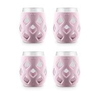 Ello Cru Stemless Wine Glass Set with Silicone Sleeves, 17 Ounce, 4 Pack, Cashmere Pink