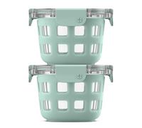 Ello Duraglass 2-Pack 2 Cup Reusable Glass Container Jar with Leak Proof Lids and Protective Silicone Sleeves | Perfect for Overnight Oats, Snacks, Yogurt | BPA-Free | Dishwasher Safe | Yucca