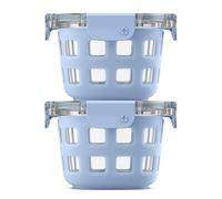 Ello Duraglass 2-Pack 2 Cup Reusable Glass Container Jar with Leak Proof Lids and Protective Silicone Sleeves | Perfect for Overnight Oats, Snacks, Yogurt | BPA-Free | Dishwasher Safe | Halogen Blue