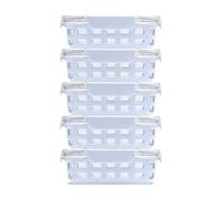 Ello Duraglass 3.4 Cup Meal Prep Sets 10Pc, 5 Pack Set- Glass Food Storage Container with Silicone Sleeve and Airtight BPA-Free Plastic Lids, Dishwasher, Microwave, and Freezer Safe, Halogen Blue