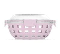 Ello DuraGlass Food Storage Glass Lunch Bowl Container - Meal Prep Container with Silicone Sleeve and Airtight Lid, 5 Cup, Cashmere Pink