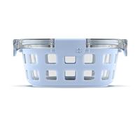 Ello Duraglass Meal Prep Container, 4 Cup- Glass Food Storage Container with Silicone Sleeve and Airtight BPA-Free Plastic Lid, Dishwasher, Microwave, and Freezer Safe, Halogen Blue