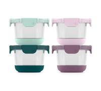 Ello Duraglass Refresh 4-Pack 2 Cup Reusable Glass Container Jar with Leak Proof Lids and Protective Silicone Sleeves | Perfect for Overnight Oats, Yogurt | BPA-Free | Dishwasher Safe | Garden Goals