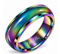 Ello Elli Mood Ring, 6mm Stainless Steel Comfort Fit Band, Color Changing Ring for Men and Women, Multi Color, 5.5, Stainless Steel