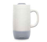 Ello Jane 18oz Ceramic Travel Mug with Handle, Splash-Resistant Slider Lid and Built-in Coaster, Perfect for Coffee and Tea, BPA Free, Dishwasher Safe, Her Him, Gray