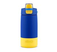 Ello Kids Colby 12oz Stainless Steel Insulated Water Bottle with Straw and Built-in Silicone Coaster Carrying Handle and Leak-Proof Locking Lid for School Backpack, Lunchbox, and Outdoor Sports, Blue