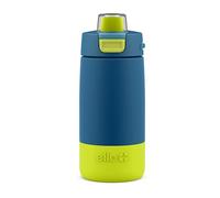 Ello Kids Colby 12oz Stainless Steel Insulated Water Bottle with Straw and Built-in Silicone Coaster Carrying Handle and Leak-Proof Locking Lid for School Backpack, Lunchbox, and Outdoor Sports, Teal