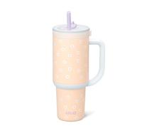 Ello Oasis 30 oz Tumbler with Handle & Retracting Straw | Reusable Insulated Stainless Steel Cup 100% Leakproof, Gifts for Teens Women Men | Keeps cold for 24 Hours, Cup Holder Friendly, Daisies