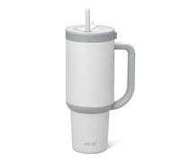 Ello Oasis 40 oz Tumbler with Handle & Retracting Straw | Reusable Insulated Stainless Steel Cup 100% Leakproof, Gifts for Teens Women Men | Keeps cold for 20 Hours, Cup Holder Friendly, Grayscale