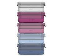 Ello Plastic 3.7 Cup Meal Prep Set 10 Pc, 5 Pack Set - BPA Free Plastic Food Storage Container with Silicone Boot and Airtight Lids, Dishwasher, Microwave, and Freezer Safe, Elderberry