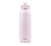 Ello Pop & Fill 32oz Stainless Water Bottle, Sip or Chug, Pink Gingham