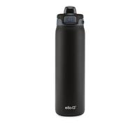 Ello Pop & Fill 650ml Stainless Steel Water Bottle with Quick Fill Technology, Double Wall and Vacuum Insulated Metal, Leak Proof Lock Lid, Sip and Chew, Reusable, BPA Free, Tone Black
