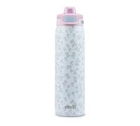 Ello Pop & Fill 650ml Stainless Steel Water Bottle with QuickFill Technology, Double Wall and Vacuum Insulated Metal, Leak Proof Lock Lid, Straw and Chew, Reusable, BPA Free, Calm Flower