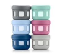 Ello Reusable Plastic Condiment Containers 4oz each with Screw-on Leak Proof Lid 6 Pack | Perfect for Salad Dressing Sauce Dips Lunchbox Picnic Travel Bento Box | BPA-Free | Dishwasher Safe | Sugar
