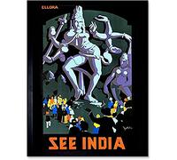 Ellora Caves India Dancing Shiva Statue Travel Advert Unframed Wall Art Print Poster Home Decor Premium