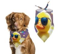 Ellow Ducky with Sunglasses Dog Bandanas for Feeding Grooming, Triangle Pet Bibs Washable Pets Scarf for Cats & Dogs