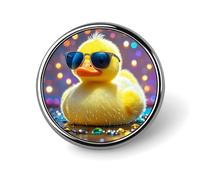 Ellow Ducky With Sunglasses Round Badge for Men Women, Durable & Stylish Lapel Pins, Lightweight Metal Badges for Shirts, Jackets, Hats