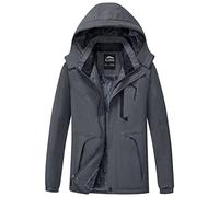 ELLSWOS Men's Waterproof Ski Jacket Winter Snow Coat Warm Hooded Raincoat Windproof Windbreakers, Gray, X-Large