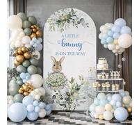 Ellteecz Arch Backdrop Cover A Little Bunny is on The Way Kids Baby Shower Decors Spandex Stretchy Arch Cover Sage Green Easter Birthday Party Prop (7.2X4FT,Rabbit6)