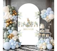 Ellteecz Arch Backdrop Cover A Little Bunny is on The Way Kids Baby Shower Decors Spandex Stretchy Arch Cover Sage Green Easter Birthday Party Prop (7.2X4FT,Rabbit2)