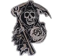 ELLU Grim Reaper Patch Iron Sew On Clothes Jeans Bag T Shirt Black Embroidered Badge