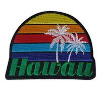 ELLU Hawaii Patch Iron Sew On Clothes Palm Trees Rainbow Hawaiian Embroidered Badge