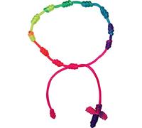 ELLU Jesus Cross Cotton Neon Bracelet Rainbow Wristband Fluorescent Bangle Jewellery