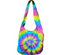 ELLU Rainbow Tie Dye Bag Shoulder Messenger Cross Body Travel Beach Holiday Handbag Boho Tote Sling Bag