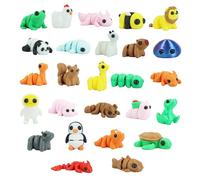 Ellxen 26Pcs 3D Printed Animals, Cute Mini Fidget Toys Movable Joint Various Animal Shapes Ideal for Home Office Decoration and Photographic Props