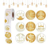 ELLXEN 500PCS Eid Mubarak Stickers Each Sticker Has A Unique Design Ramadan Mubarak Stickers Gift Packaging, Party Bags,Family Gathering Party Eid Decorations Candy Box Envelope Seal Decoration