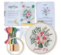 Elly & Grace Christian Embroidery Kit with Embroidery Hoop, Easy Embroidery Kit for Beginners and Adults, Full Embroidery Hoop Kit with Needles and Thread Included (Choose Joy)