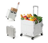 Elly Utility Cart, Aluminum Polypropylene (PP) Rubber, White, 13.2"(D) x 36"(H) x 15.6" (W)