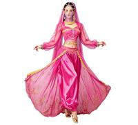 ELLYDOOR Arabian Jasmine Costume Women Princess Dress Up Halloween Outfits | Halloween Birthday Cosplay Party Fancy Costume Belly Dance Top Pants 4 Piece Outfit