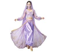 ELLYDOOR Arabian Jasmine Costume Women Princess Dress Up Halloween Outfits | Halloween Birthday Cosplay Party Fancy Costume Belly Dance Top Pants 4 Piece Outfit